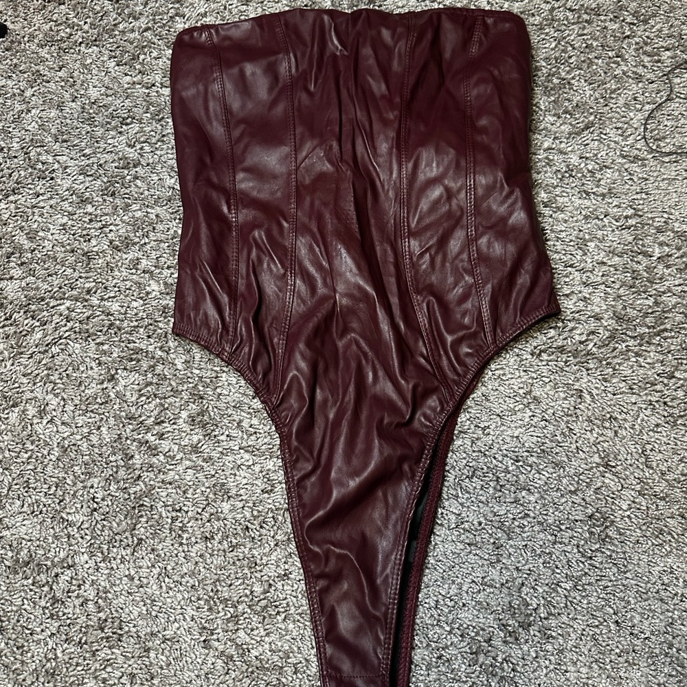 Timing Maroon Satin Bodysuit